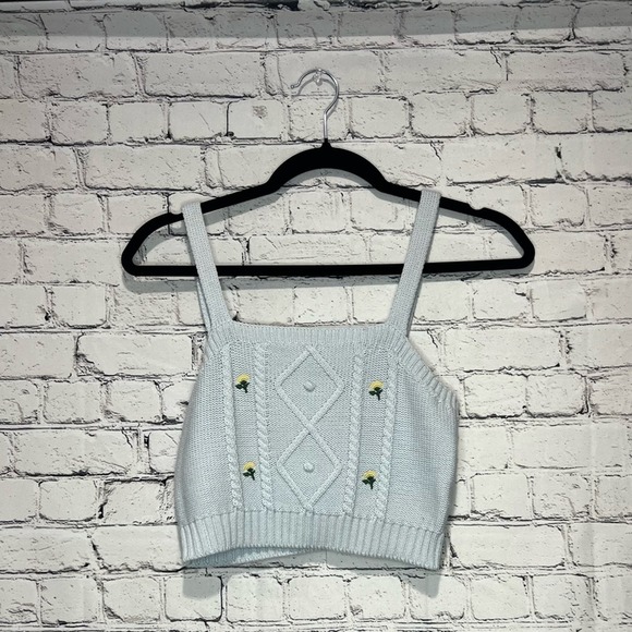 wild fable Tops - Wild Fable || Light Blue Crochet Crop Top